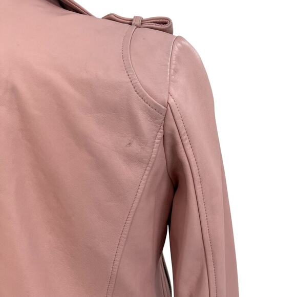 Dylan Gray Leather Moto Jacket Blush Pink Zip Front Size XS - Picture 13 of 16